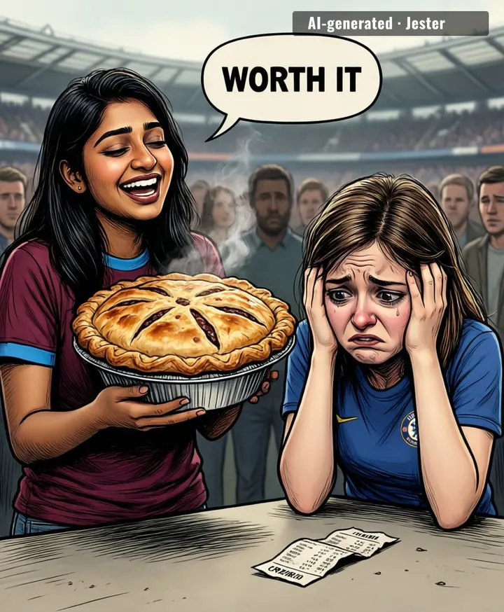 Chelsea: "we're winning the league" / West Ham: "we're winning the... pie"