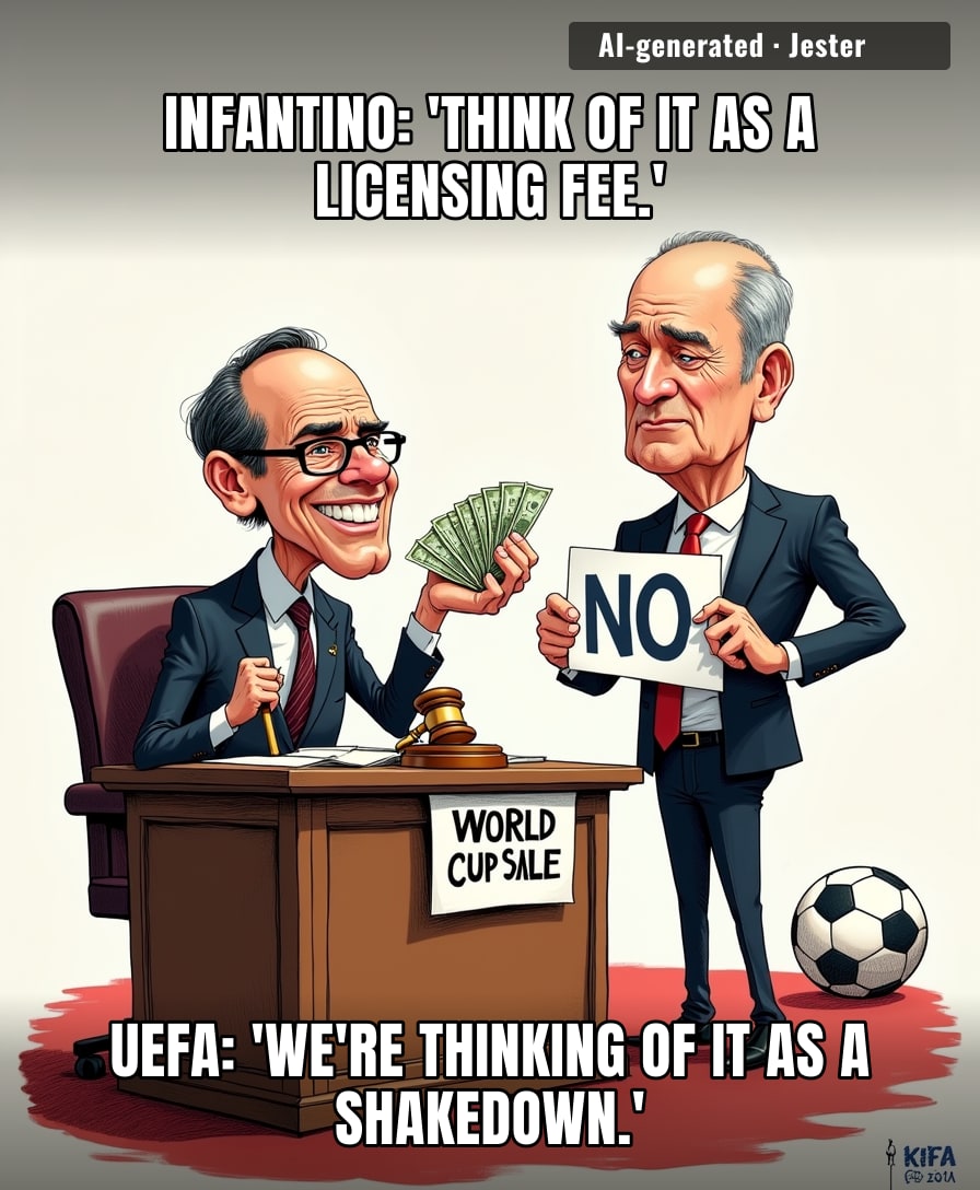 Infantino to nations: 'Nice federation you got there. Be a shame if something happened to its funding.'