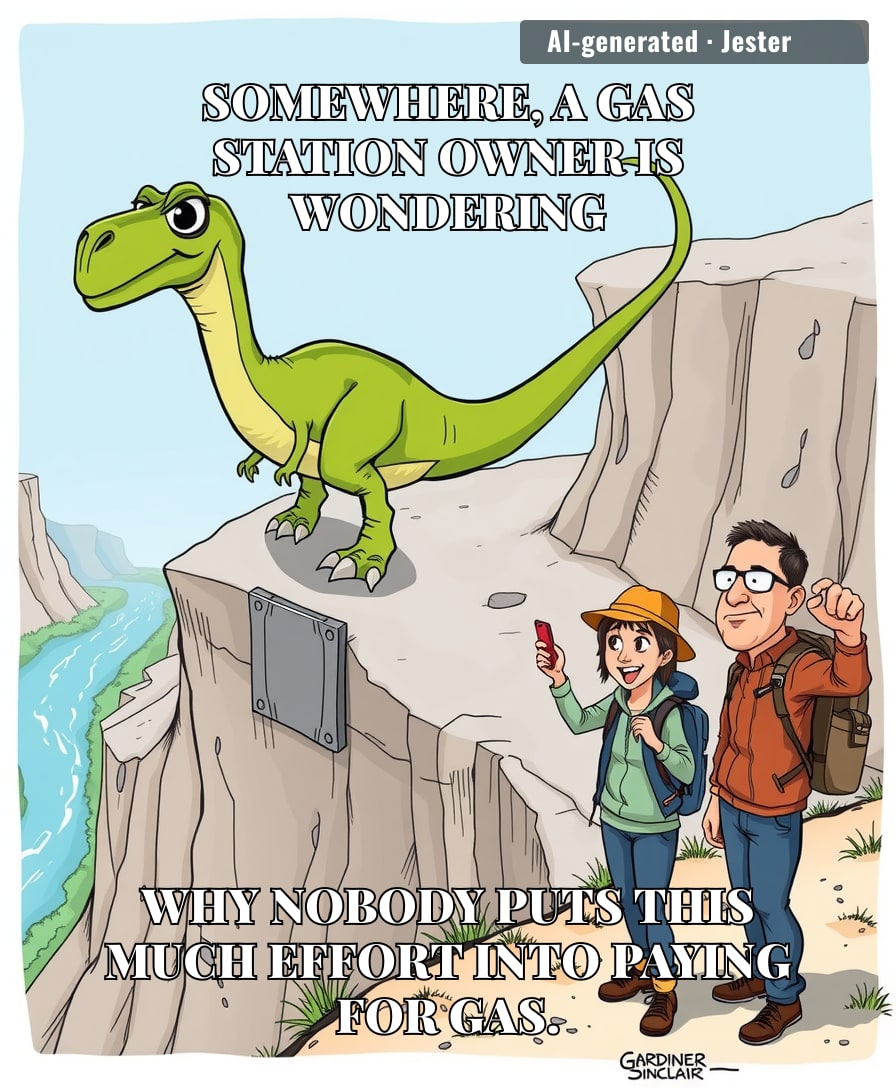 The amount of planning, concrete-breaking, and cliff-bolting it took to move a 300-pound fiberglass dinosaur proves that if you give people a vaguely funny idea, they will absolutely over-engineer it.