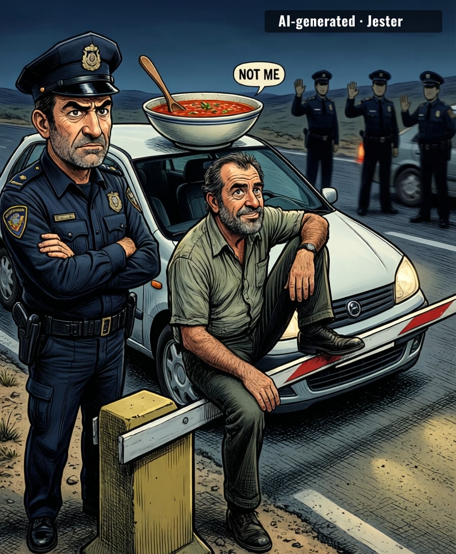 1.0 mg/L, no seatbelt, phone in hand, and the only thing he confessed to was a vegetable.