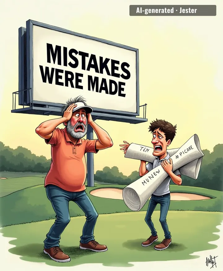 The marketing team's apology tour starts at the golf course, where the only thing more over par than the players is the ad copy.