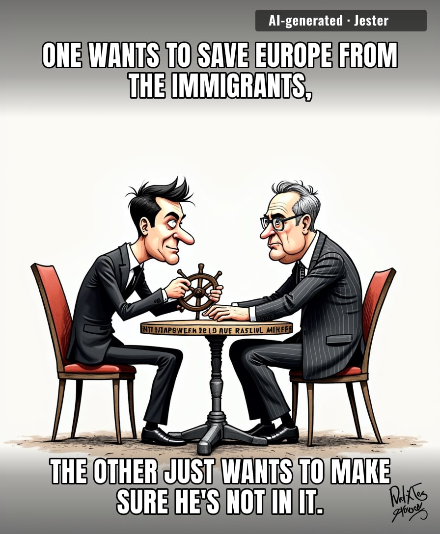 Watching Nigel Farage and Jordan Bardella try to form a coalition is like watching two arsonists argue over who gets to hold the matches while the house is already empty.