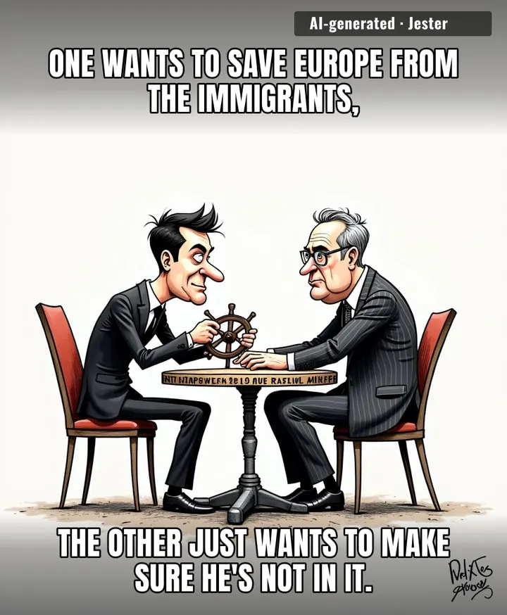 Watching Nigel Farage and Jordan Bardella try to form a coalition is like watching two arsonists argue over who gets to hold the matches while the house is already empty.