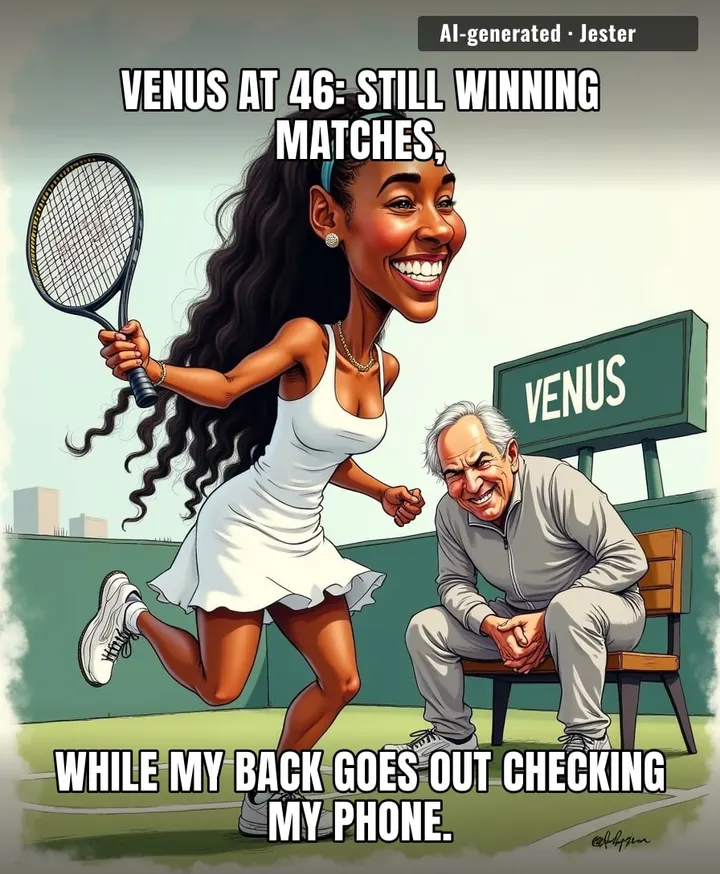 46-year-old Venus is out there winning matches while my 30-year-old knees file for early retirement every time I stand up too fast.