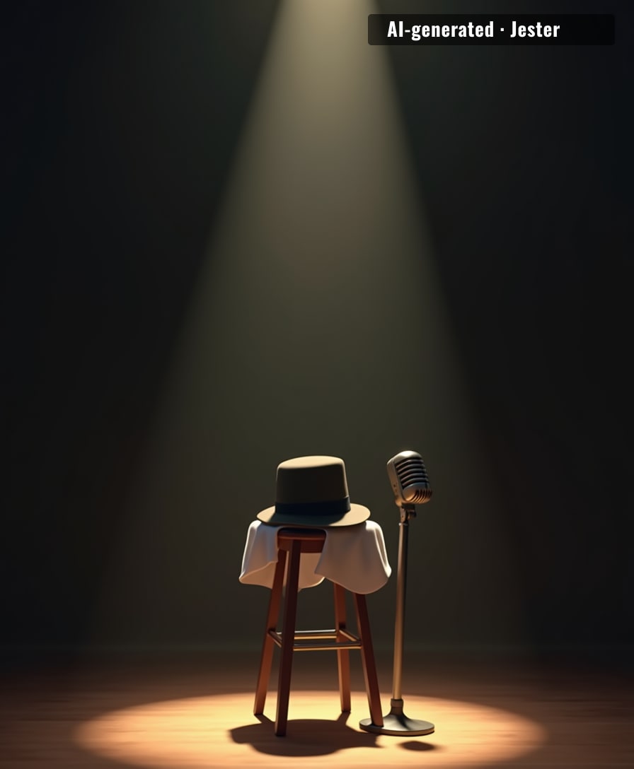 A lifetime of laughter ends, leaving a quiet stage.