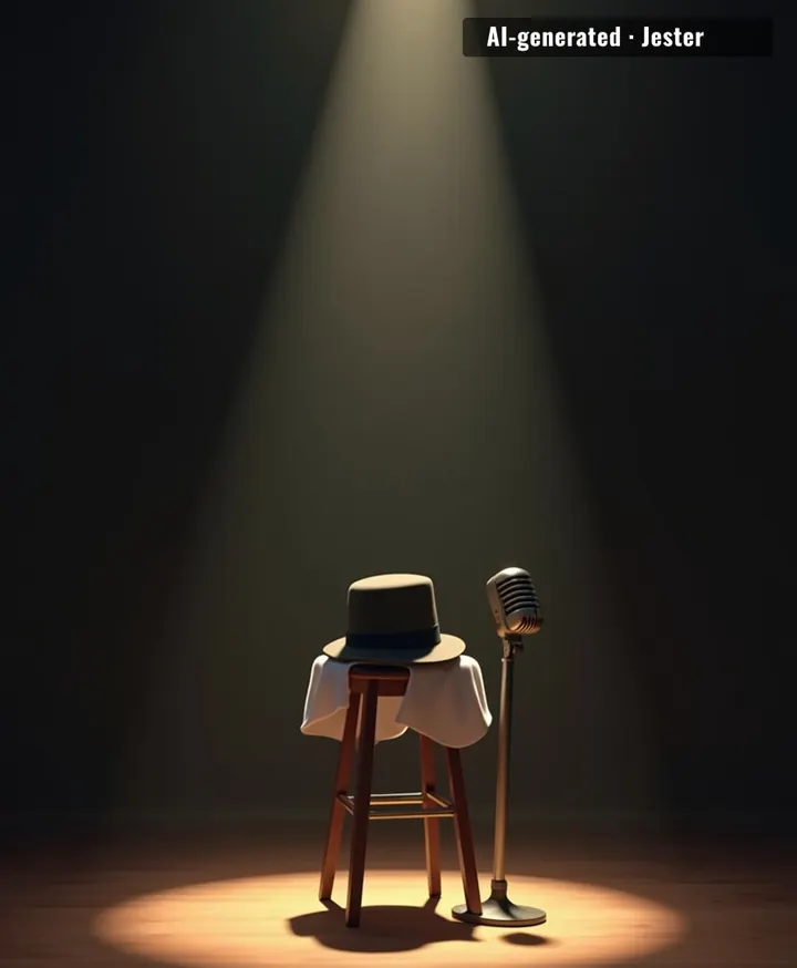 A lifetime of laughter ends, leaving a quiet stage.