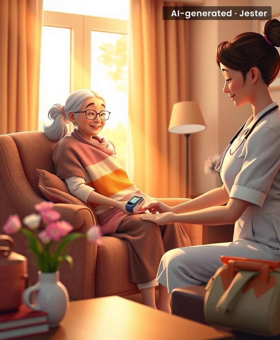 A hospital bed that rolls right into your living room — now that's progress.