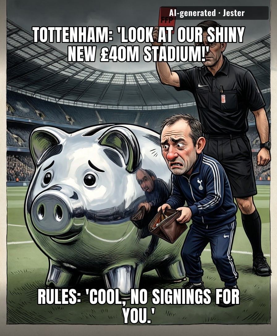 Tottenham's transfer strategy is now just whispering 'we have a nice stadium' at a bank, asking for a loan.