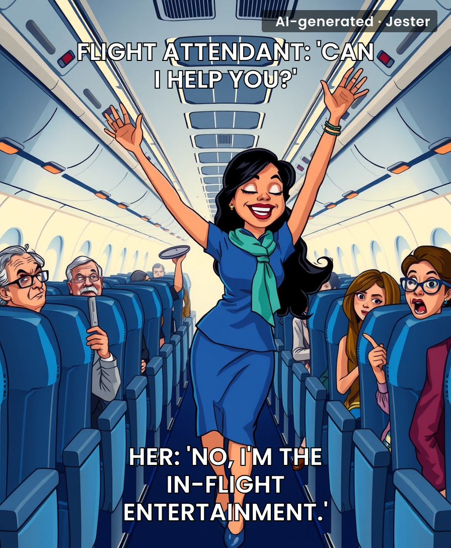 The real mid-air mystery: is she the entertainment or a passenger who found the lost-and-found?