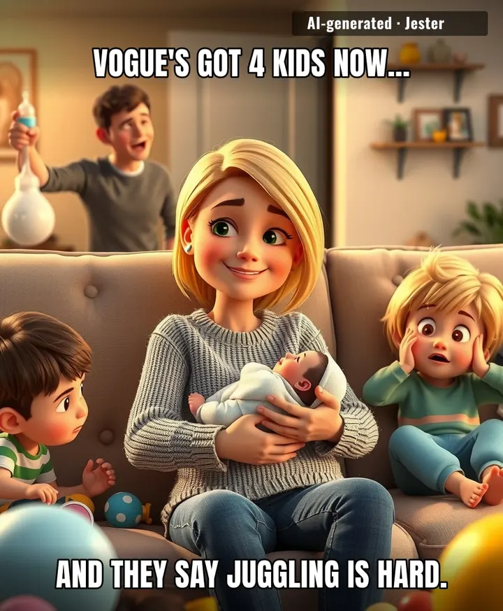 Spencer's probably Googling 'how to change a nappy' while Vogue handles the other three.