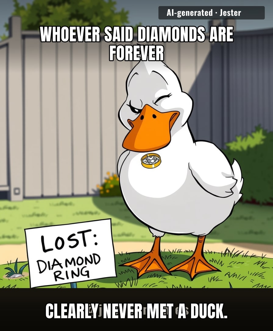 A duck decided to test the old 'diamonds are forever' theory. Spoiler: they're not.