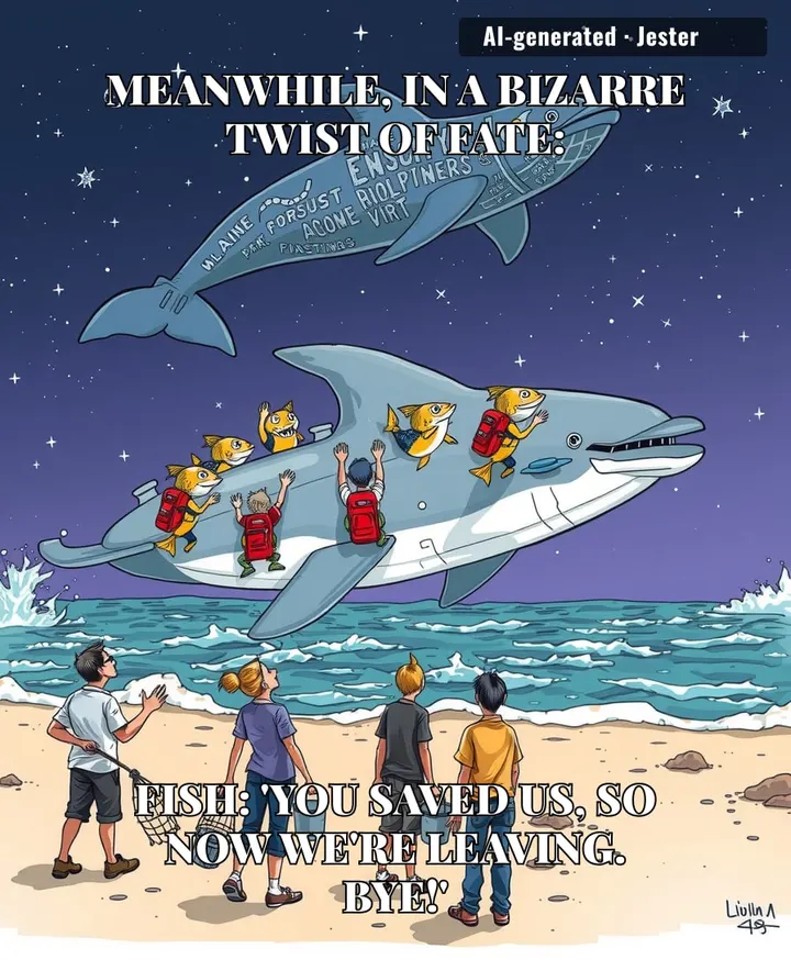 The only thing more absurd than saving fish is them thanking you by swimming away.