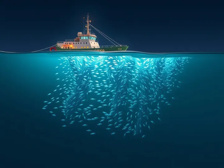 Every night, the twilight zone empties upward — the largest migration of biomass on the planet, invisible from the deck.