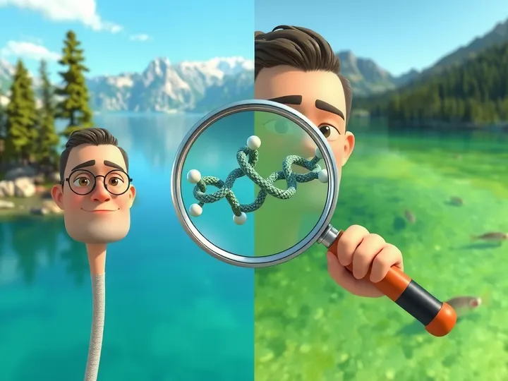 The same water, before and after: PFAS molecules persist for centuries, making contamination effectively permanent.