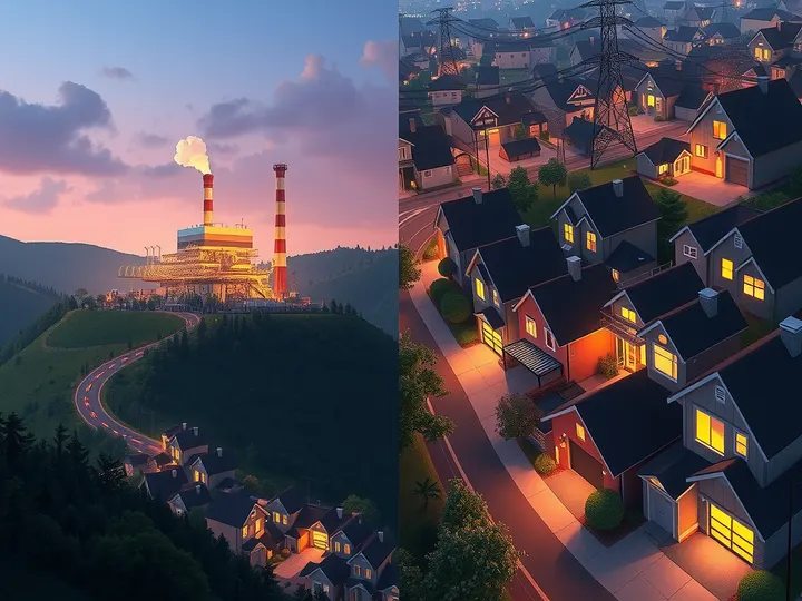 One big plant versus a thousand garages: the same capacity, wired completely differently.